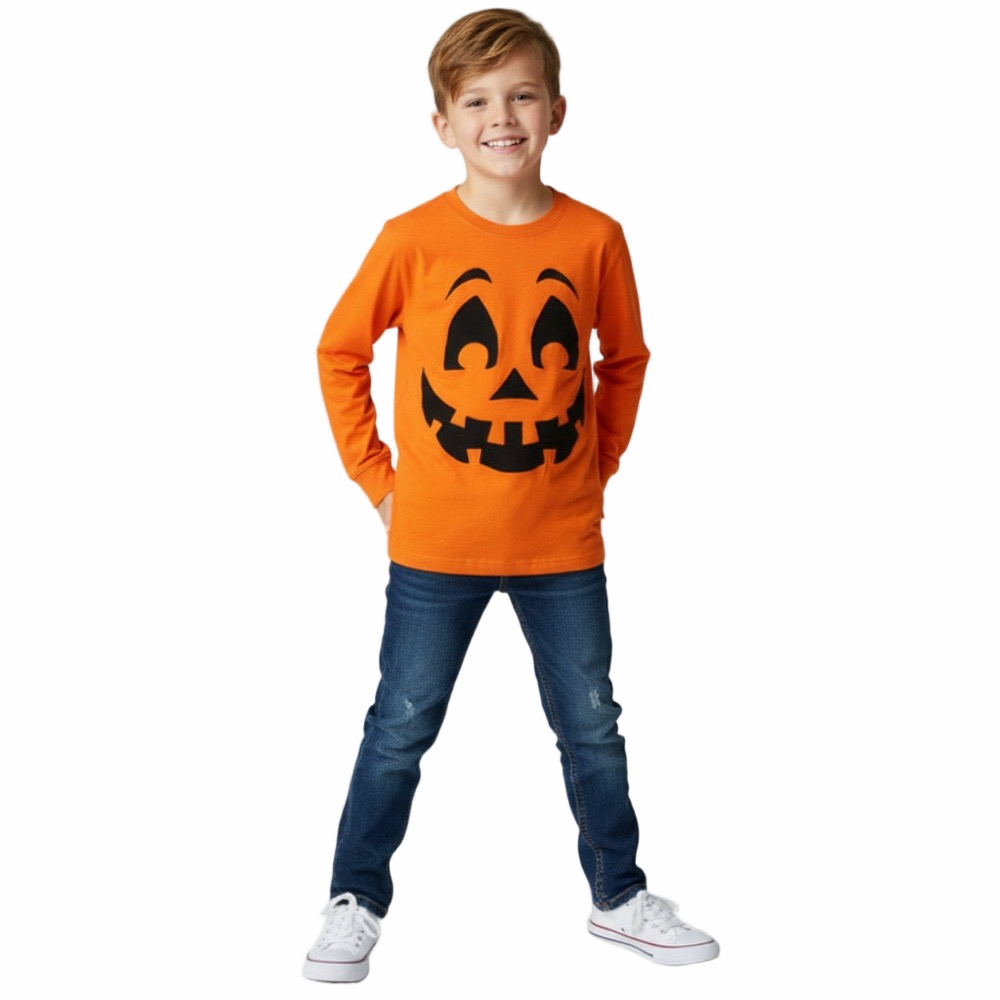 𝅺GYMBOREE Halloween Pumpkin 100% Cotton Jack-O-Lantern Long Sleeved Shirt
